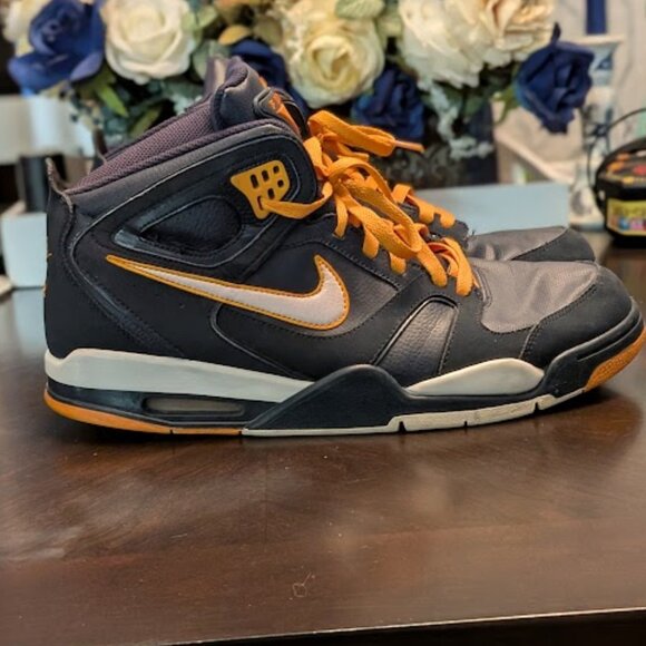 B31 NIKE Air Flight Falcon Obsidian/White/Circuit Orange - Picture 5 of 9